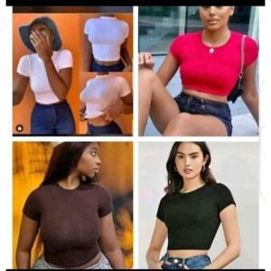 Trendy Short Sleeve Round Neck Crop Top – Casual & Chic Everyday Essential