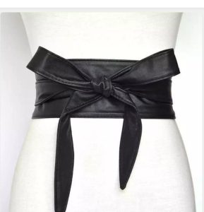 Luxury Wide Leather Waist Belt – Black Fashion Corset Style