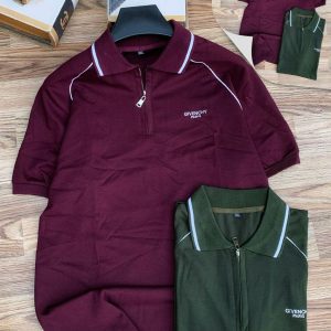 Shop Classic Zip-Up Polo Shirt for Men in wine and army-green. Premium cotton comfort, half-zip design, and tailored fit for a bold, confident look.