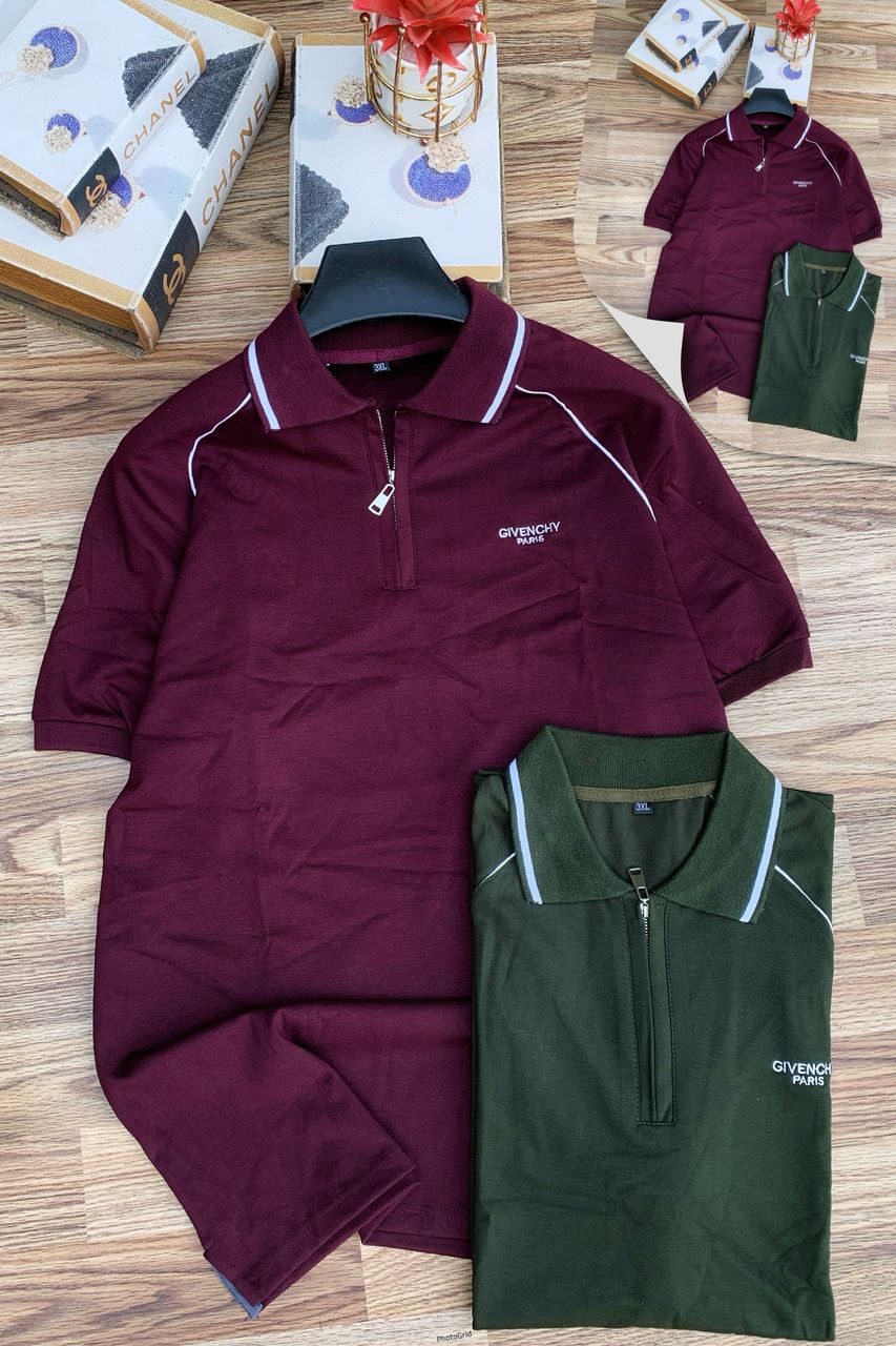 Shop Classic Zip-Up Polo Shirt for Men in wine and army-green. Premium cotton comfort, half-zip design, and tailored fit for a bold, confident look.
