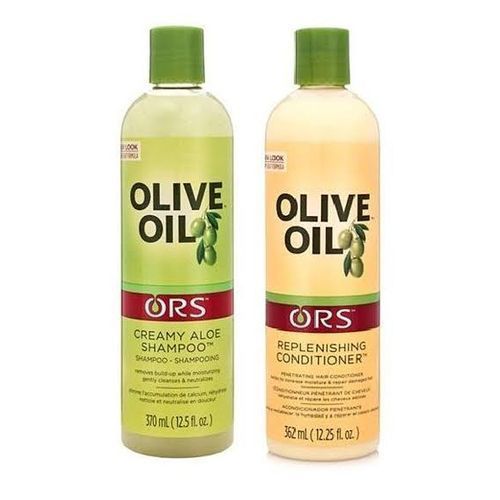 ORS Olive Oil Shampoo & Conditioner bottles front view.