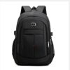 Front view of S Sport black backpack with logo visible.