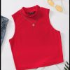 Front view of Women Turtle Neck Crop Top Sleeveless