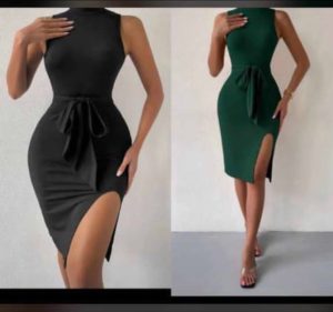 Model wearing Black Bodycon Short Sleeve Dress with heels