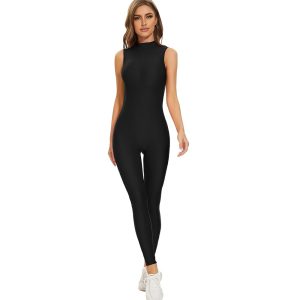 Front view of Black Sleeveless Jumpsuit on mannequin