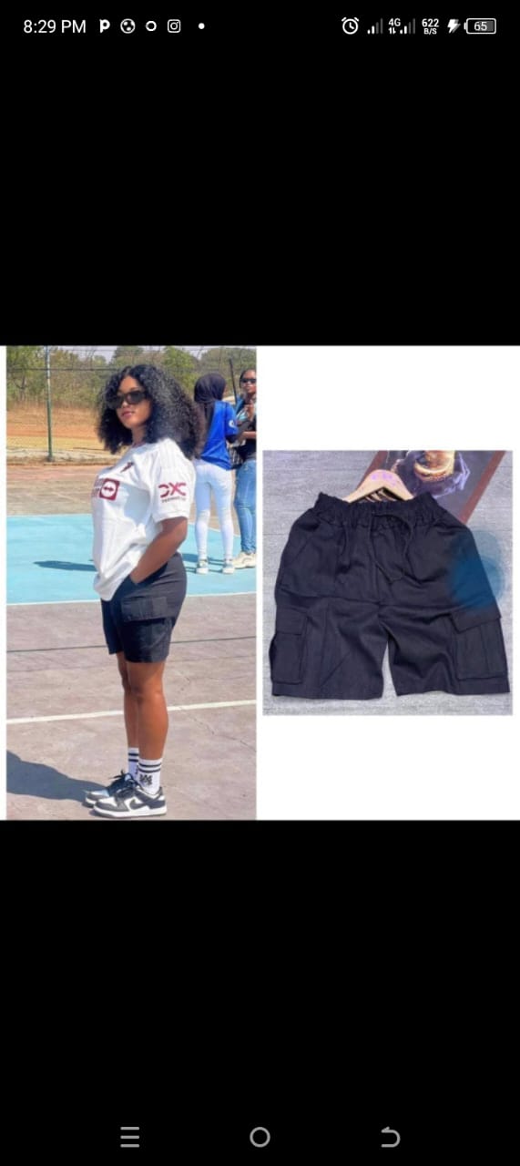 Women’s Black Cargo Shorts – trendy high-waist utility shorts with pockets for casual streetwear look”
