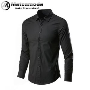 Men’s Black Long-Sleeve Button-Down Shirt – Classic, Versatile, and Stylish