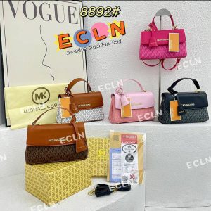 Front view of Michael Kors satchel and crossbody-style handbag