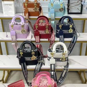 Front view of Christian Dior designer handbag