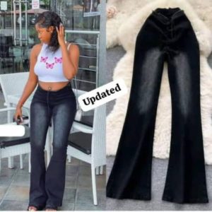 Women’s Black Washed High-Waisted Flare Jeans – Vintage Bell-Bottom Denim