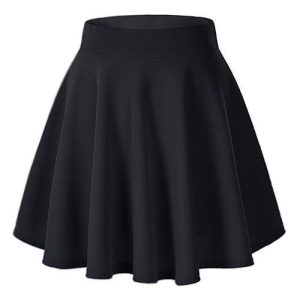 Front view of high waist full flare skirt showing full silhouette