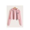 Women’s Pink Cropped Hoodie with Saturn Graphic – Trendy Streetwear
