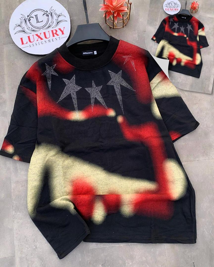 Luxury Assignment Crystal Star Tie-Dye Tee – Black, Red & Yellow