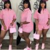 Pink Striped Shirt & Shorts Set – Stylish Summer Co-ord Outfit