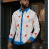 White Poppy Print Shirt with Blue Accents – Luxury Statement Wear