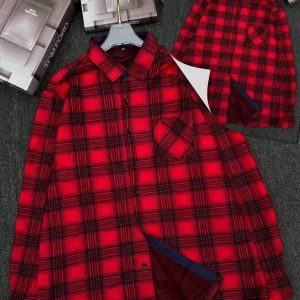 Men’s Red & Black Plaid Flannel Shirt – Classic Cozy Long Sleeve