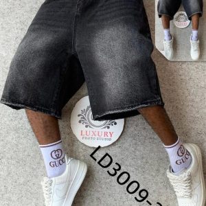 Hip Hop Baggy Denim Jorts – Black Washed Streetwear Shorts
