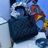 Black Embroidered Crossbody Bag – Luxury-Inspired with Decorative Scarf