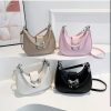 Korean PU Leather Underarm Handbag – Chic Metal Bow Accent