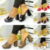 Open-Toe Block Heel Slippers – Stylish Party Comfort Heels