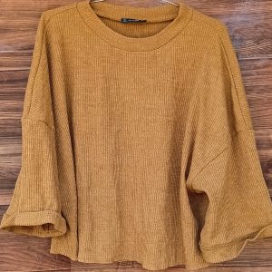 shein ribbed brown top