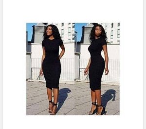 Women's Black Bodycon Midi Dress