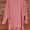 Peach Long Sleeve Free Size Blouse for Women – Loose Fit Batwing Top with High-Low Hem