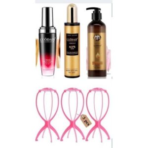 Luodais wig stand, Luodais hair serum, curl keeper, spray combo