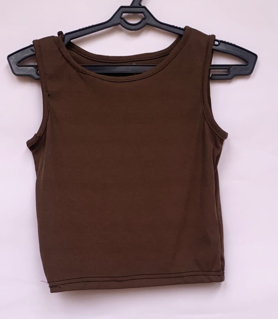 Brown Sleeveless Crop Tank Top for Women