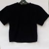 Black Ribbed Short Sleeve Crop Top for Women