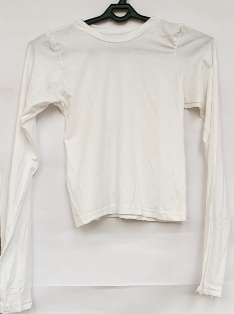 White Long Sleeve Fitted Top for Women