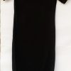 Black Short Sleeve Mock Neck Midi Dress for Women