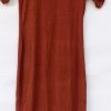 Rust Brown Short Sleeve Midi Dress for Women