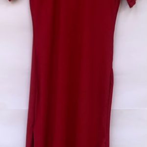 Wine Red Short Sleeve Bodycon Midi Dress for Women