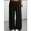 Black Wide Leg Drawstring Trousers