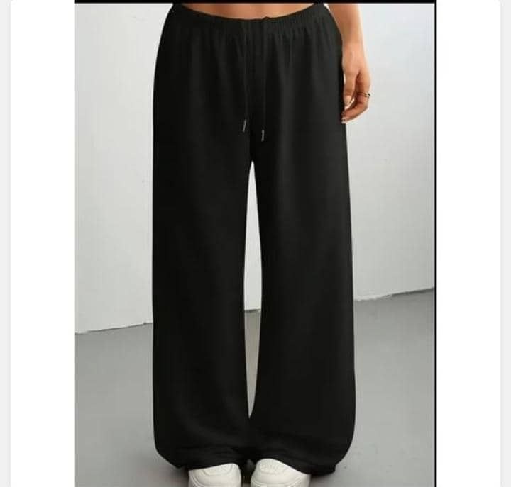 Black Wide Leg Drawstring Trousers