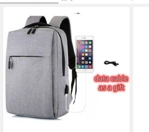 Grey Anti-Theft Laptop Backpack with USB Charging Port