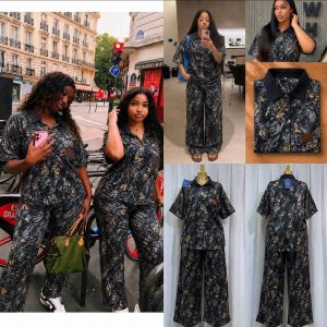 Women's Black and Gold Print Polo Co-Ord Set