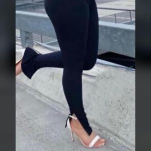 Women's Black Slit-Hem Leggings