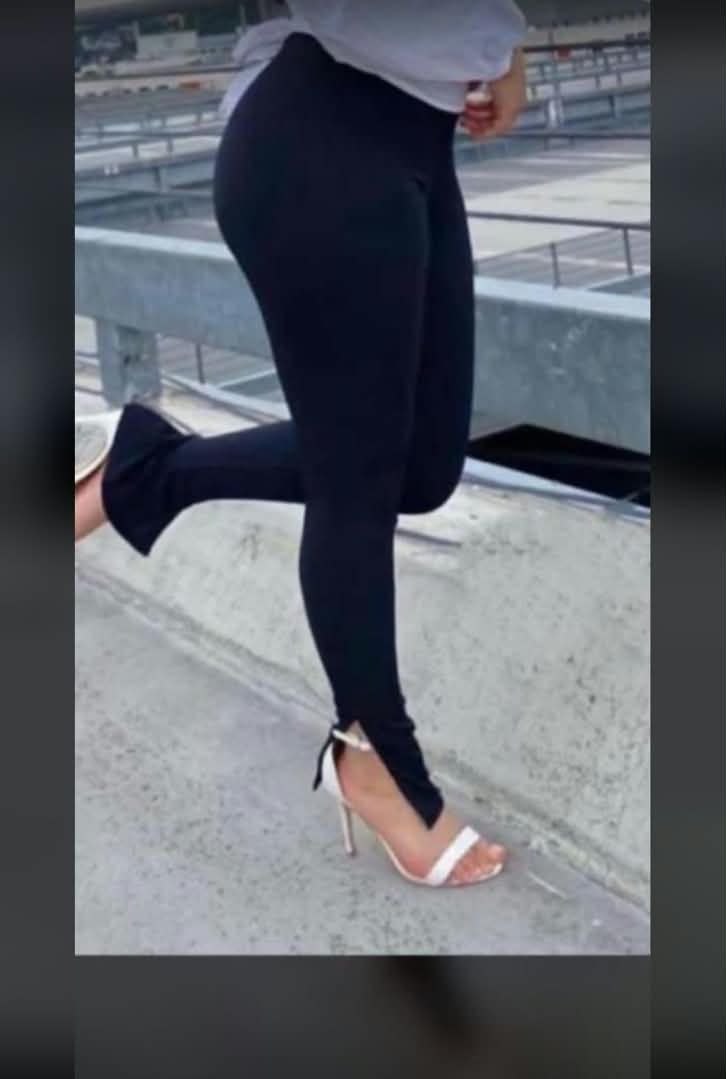 Women's Black Slit-Hem Leggings