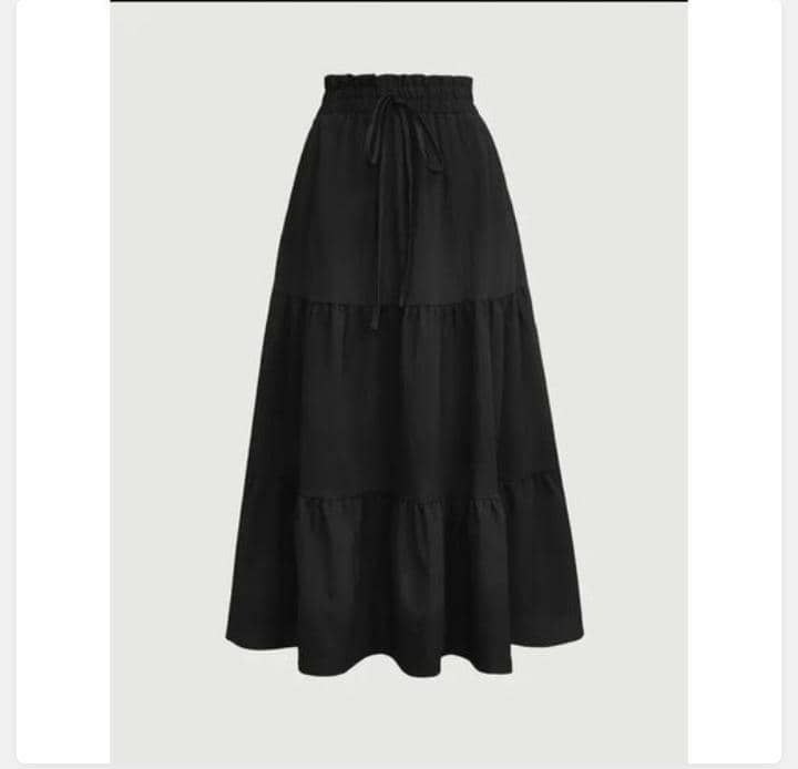 Women's Black Tiered Maxi Skirt