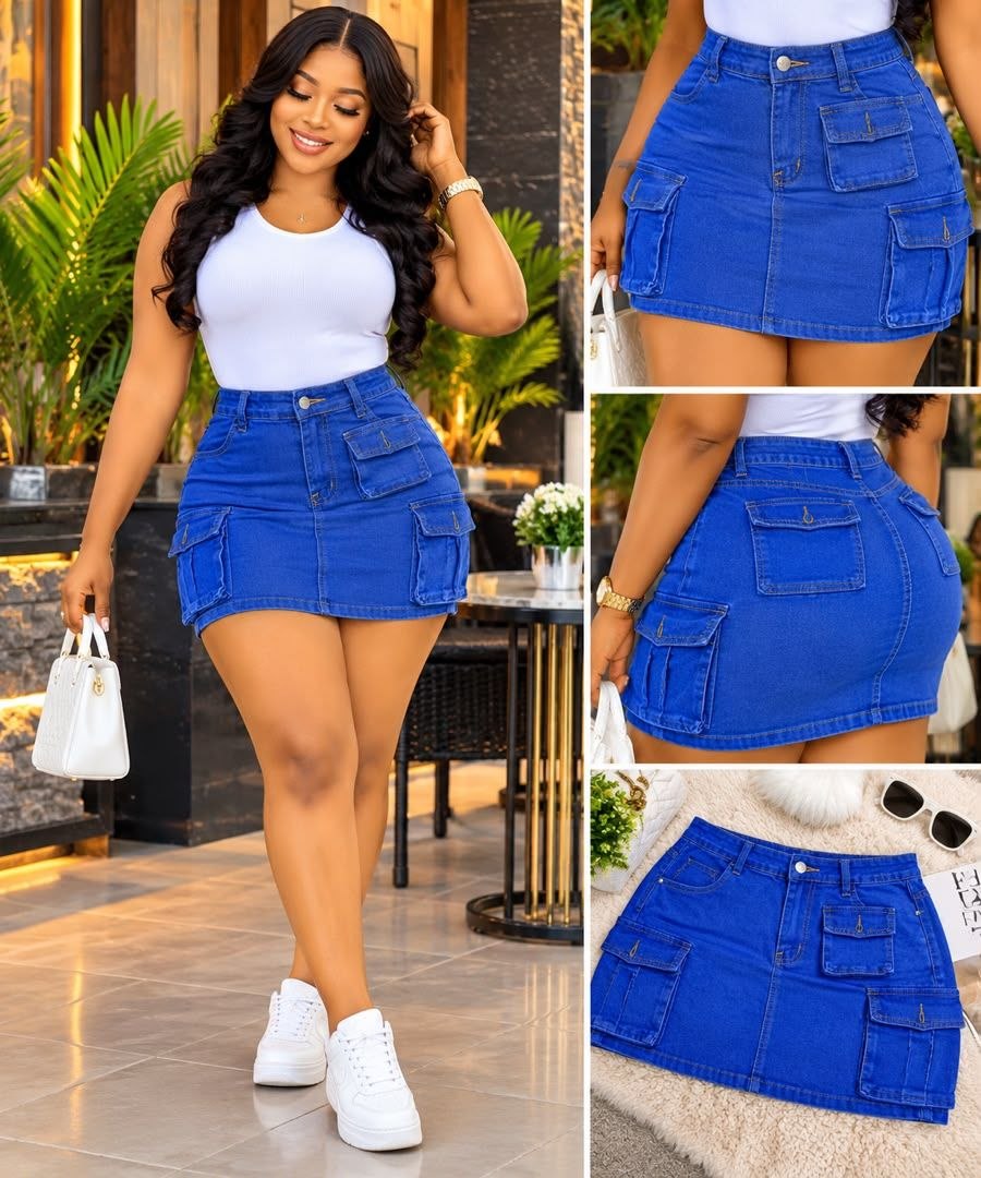 Women's Cargo Denim Mini Skirt