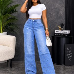 Women's Studded Wide-Leg Jeans