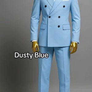 Men's Dusty Blue Double-Breasted Suit