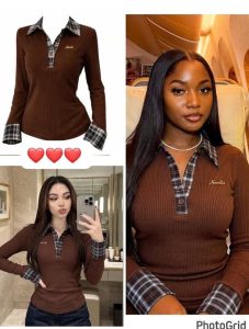 Women’s Ribbed Long-Sleeve Polo Top