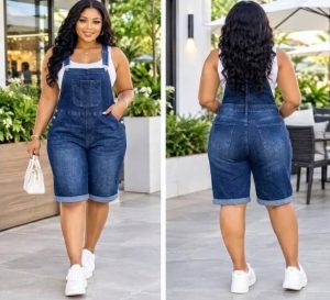 Women's Denim Dungaree Shorts