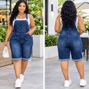 Women's Denim Dungaree Shorts