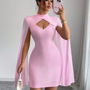 Women’s Cape-Sleeve Bodycon Mini Dress
