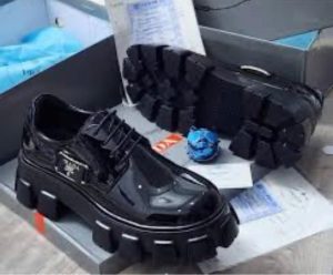 Glossy Chunky Black Derby Shoes