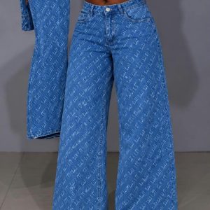 Women’s Printed Wide-Leg Jeans